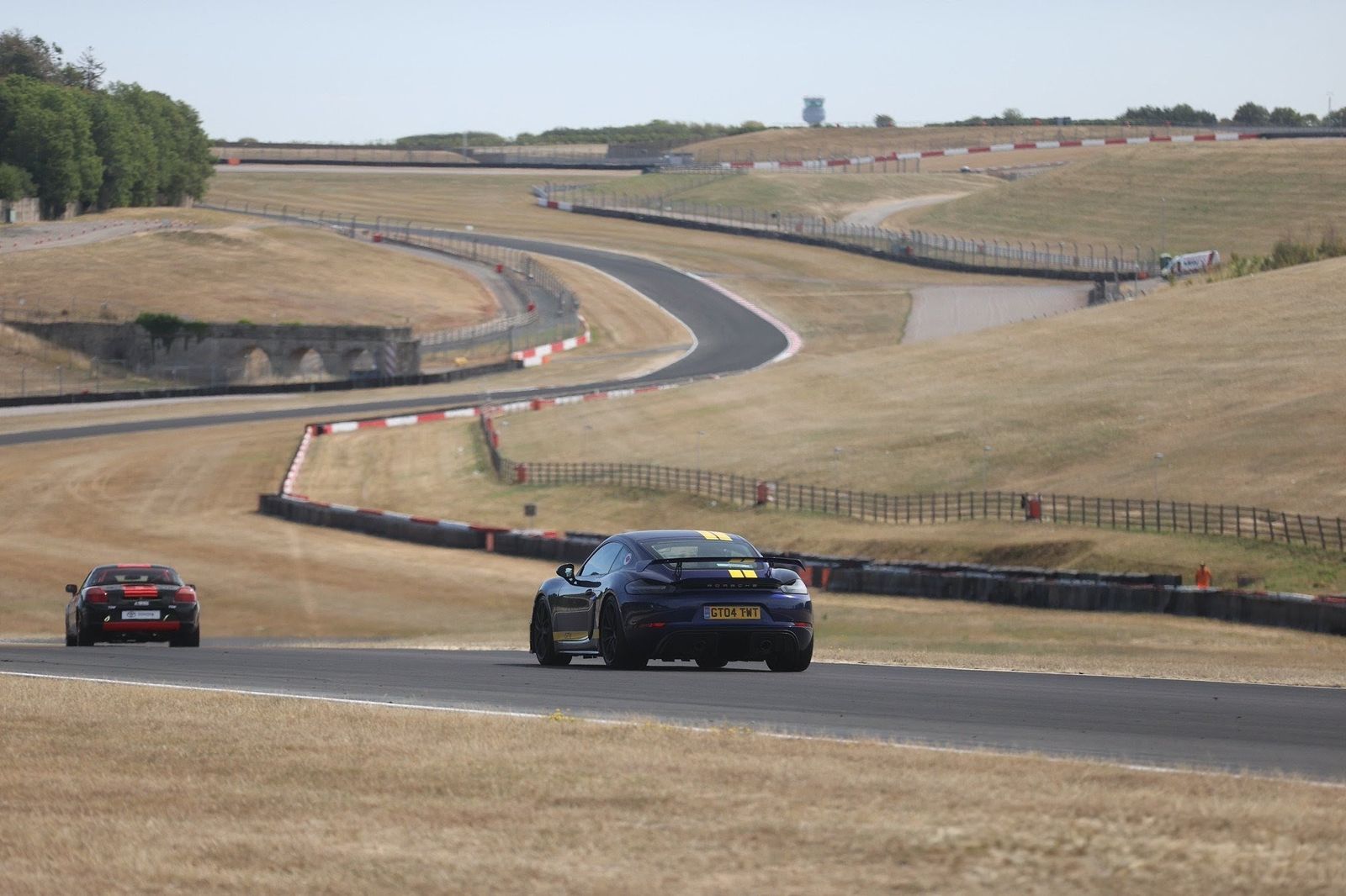 Looking down the Craner Curves towards the Old Hairpin at Donington Park, with Starkey's Bridge on the left